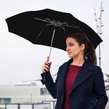 The Spectrum Popular Style 42" Automatic Open Compact Travel Umbrella for Rain, Wind & Sun, Sturdy Lightweight Small Portable Stick Umbrella for Men and Women, Black