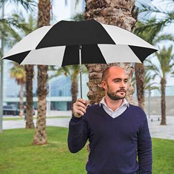 The Spectrum Popular Style 42" Automatic Open Compact Travel Umbrella for Rain, Wind & Sun, Sturdy Lightweight Small Portable Stick Umbrella for Men and Women, Black