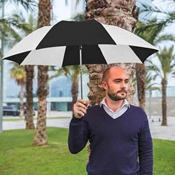 The Spectrum Popular Style 42" Automatic Open Compact Travel Umbrella for Rain, Wind & Sun, Sturdy Lightweight Small Portable Stick Umbrella for Men and Women, Black
