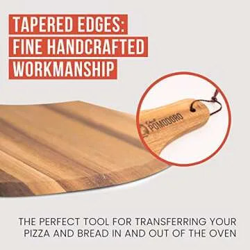 Chef Pomodoro Acacia Wood Pizza Peel, Charcuterie Board Pizza Spatula Paddle for Baking Homemade Pizza and Bread - Oven or Grill Use - POMODORO
