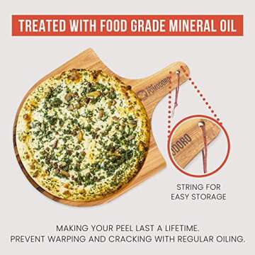 Chef Pomodoro Acacia Wood Pizza Peel, Charcuterie Board Pizza Spatula Paddle for Baking Homemade Pizza and Bread - Oven or Grill Use - POMODORO