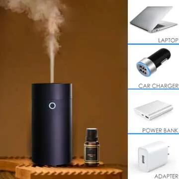 Car Diffuser for Essential Oils, Car Air Fresheners Fragrance Humidifiers, USB Powered Portable Cool Mist Ultrasonic Humidifiers for Car Home Office Bedroom (Plain Black)