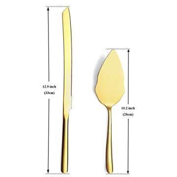 Luxury Gold Wedding Cake Knife and Server Set - Stainless Steel, Dishwasher Safe, Perfect for All Oc...