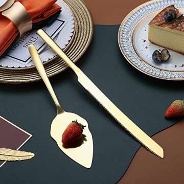 Elegant Gold Wedding Cake Knife and Server Set