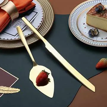 Elegant Gold Wedding Cake Knife and Server Set