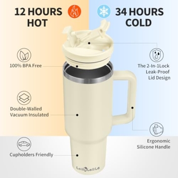 Labulabla Insulated Tumbler with Leak Proof Lid 40oz