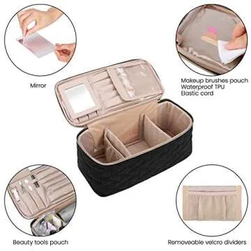 BAGSMART Makeup Bag Cosmetic Bag Large Toiletry Bag Travel Bag Case Organizer for Women, Black