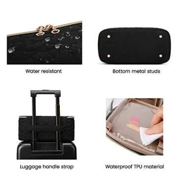 BAGSMART Makeup Bag Cosmetic Bag Large Toiletry Bag Travel Bag Case Organizer for Women, Black