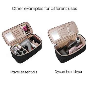 BAGSMART Makeup Bag Cosmetic Bag Large Toiletry Bag Travel Bag Case Organizer for Women, Black