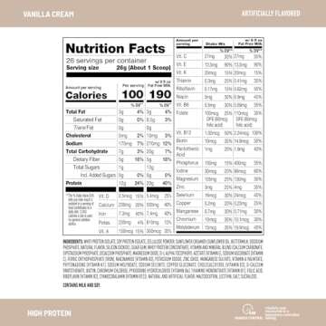 SlimFast High Protein Meal Replacement Powder, 26 Servings, Advanced Nutrition Smoothie Mix with Vitamin and Mineral Blend, Gluten Free, Vanilla Cream, 1.53 Pounds