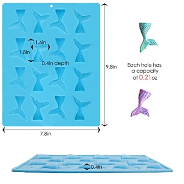 Sakolla Mermaid Tail Silicone Molds for Baking and Crafts