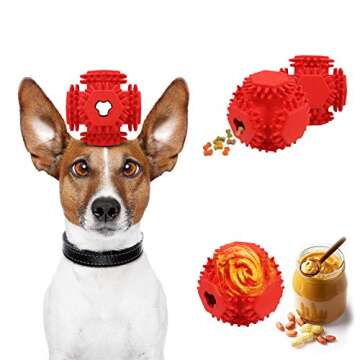 HAOPINSH Small Dog Chew Toys, Treat Dispenser Toy for Small Breed Dogs and Puppies, Rubber Interactive Dog Toys Dog Treat Dispensing Toy for Teeth Cleaning Training Chewing and Playing…