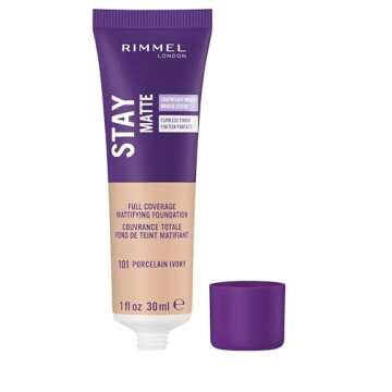 Rimmel London Stay Matte Liquid Mousse - 101 Porcelain Ivory - Foundation, Lightweight, Shine Control, Oil-Free, 1oz