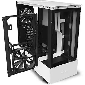 NZXT H510 Flow - CA-H52FW-01 - Compact ATX Mid-Tower PC Gaming Case - Perforated Front Panel - Tempered Glass Side Panel - Cable Management System - Water-Cooling Ready - White/Black