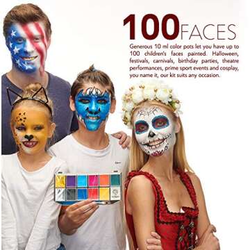 Professional Face Paint Kit - Non-Toxic & Hypoallergenic