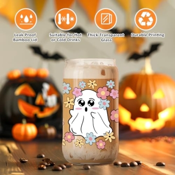 GSPY Halloween Ghost Iced Coffee Cup with Straw