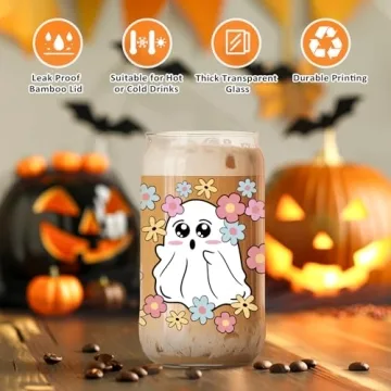 GSPY Halloween Ghost Iced Coffee Cup with Straw