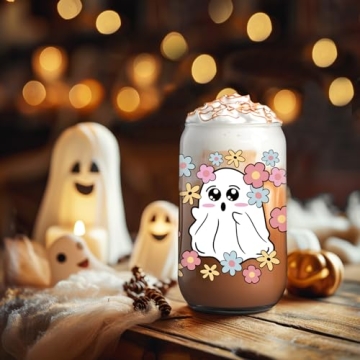 GSPY Halloween Ghost Iced Coffee Cup with Straw