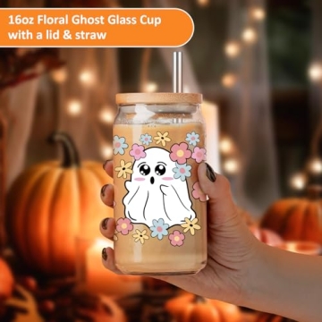 GSPY Halloween Ghost Iced Coffee Cup with Straw