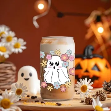 GSPY Halloween Ghost Iced Coffee Cup with Straw