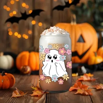 GSPY Halloween Ghost Iced Coffee Cup with Straw