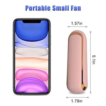 ideapro Pocket Handheld Fan Mini Portable Fan with Lanyard, 2000 mAh USB Rechargeable Mini Fan, Batt...