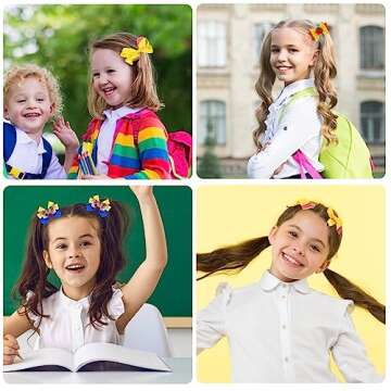 Zeyune 12 Pcs Back to School Bow Hair Clips for Girls Yellow Pencil Apple Book Blackboard Hairpin Colorful Glitter Barrette Clips for Girls Kids Baby Toddler Students Kindergarten Hair Accessories