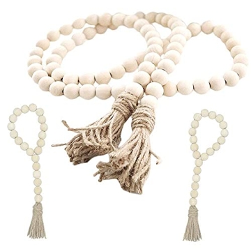 Sivya 3Pcs Wood Bead Garland for Rustic Home Decor