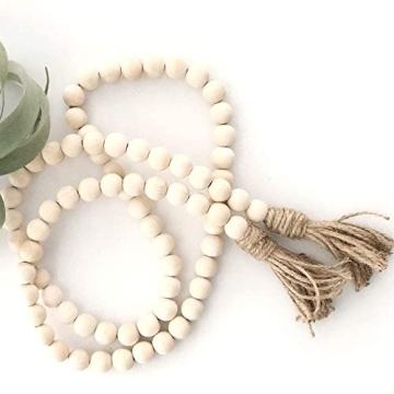 Sivya 3Pcs Wood Bead Garland for Rustic Home Decor