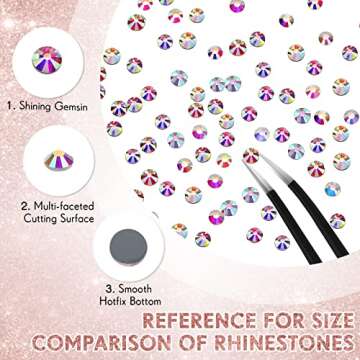 22000 Pcs Crystal Hotfix Rhinestone Large Quantity Flat Back Crystals Nail Gems Round Glass Rhinestones Flatback Hot Fix Gem Stones for DIY Crafts Clothes Shoes Supplies(SS10, Crystal AB)