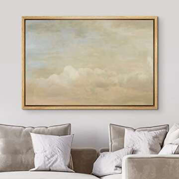 MUDECOR Framed Canvas Print Wall Art Brown & White Cloud Sky at Dusk Nature Wilderness Illustrations...