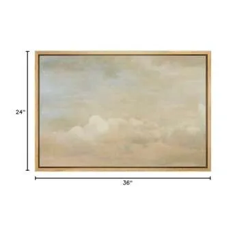 MUDECOR Framed Canvas Print Wall Art Brown & White Cloud Sky at Dusk Nature Wilderness Illustrations Impressionism Rustic Scenic Colorful for Living Room, Bedroom, Office - 24"x36" Natural