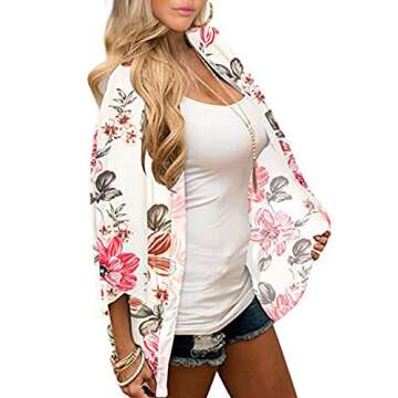 Zando Floral Kimonos for Women - Lightweight Summer Cardigans with Floral Design