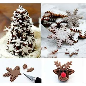 ilauke 6PCS Snowflake Cookie Cutters Decorating Fondant Embossing Tool Christmas Cookie Cutters Snowflake Plunger Cake Cutter