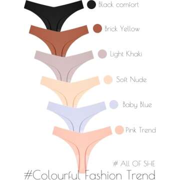 ALL OF SHE Seamless Thongs for Women No Show V-waisted Invisible Sexy Panties Tangas Thong Underwear...