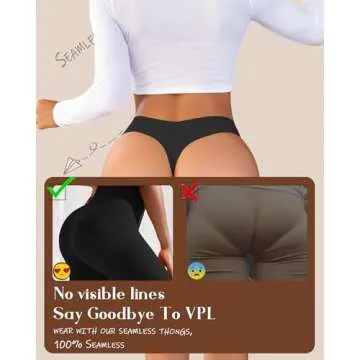 ALL OF SHE Seamless Thongs for Women No Show V-waisted Invisible Sexy Panties Tangas Thong Underwear Women 6 Pack