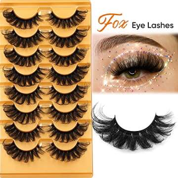 Focipeysa False Lashes Fluffy Mink Eyelashes 18mm Lashes Pack 8D Mink Curly Faux Mink Lashes Volume ...