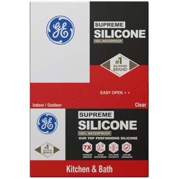GE Supreme Silicone Caulk for Kitchen & Bathroom - Waterproof, 7X Stronger Adhesion, 10 oz, Clear, 1...