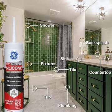 GE Supreme Silicone Caulk - 100% Waterproof Sealant - 10 oz