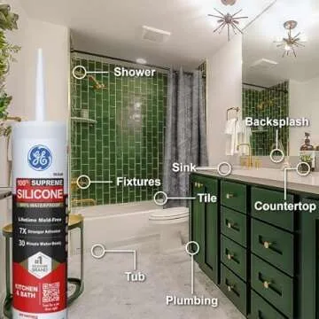 GE Supreme Silicone Caulk - 100% Waterproof Sealant - 10 oz
