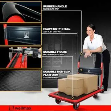 Wellmax Push Cart Dolly - Foldable & 660lb Capacity