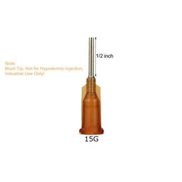BSTEAN 50 Pack Blunt Tip Dispensing Needle with Luer Lock, Industrial Unsterilized (15G, 1/2 Inch)