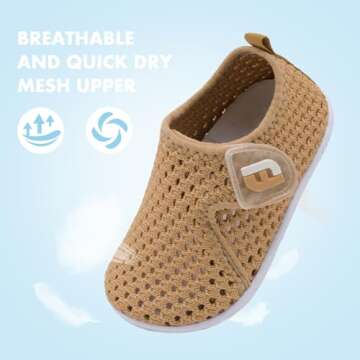 Baby Boys Girls Water Sports Shoes Barefoot Kids Aqua Sneakers Beach Sandals Swim Shoes Mesh Brown 12-18 Months Infant