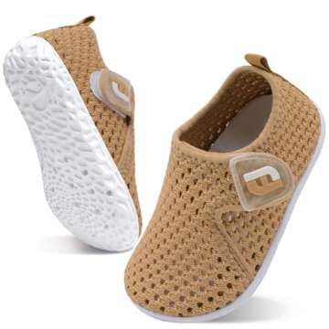 Baby Boys Girls Water Sports Shoes Barefoot Kids Aqua Sneakers Beach Sandals Swim Shoes Mesh Brown 12-18 Months Infant