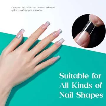 Medium Square Nail Tips, 500Pcs Beetles Gel X Nail Kit Medium Square Pre Shaped Clear Full Cover False Nails for Gel Art Polish Soak Off Lamp Nail Extensions Acrylic Press on Nail Tips