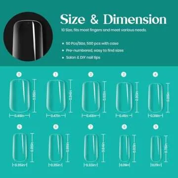 Medium Square Nail Tips, 500Pcs Beetles Gel X Nail Kit Medium Square Pre Shaped Clear Full Cover False Nails for Gel Art Polish Soak Off Lamp Nail Extensions Acrylic Press on Nail Tips