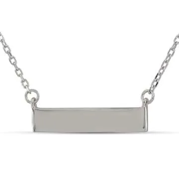 AFFY 14k White Gold Over Sterling Silver Thin Bar Synthetic Opal Necklace Pendant 16" Chain