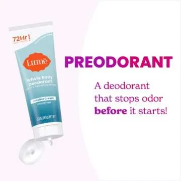Lume Whole Body Deodorant - Invisible Cream Tube - 72 Hour Odor Control - Aluminum Free, Baking Soda Free, Skin Safe - 3.0 ounce (Unscented)