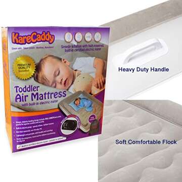 KareCaddy Toddler Air Mattress - Kids AirBed with Built-in Electric Pump, Kids Air Mattress with Sides Rails, Inflatable Toddler Travel Bed with Bumpers, Camping Portable Kids Air Bed