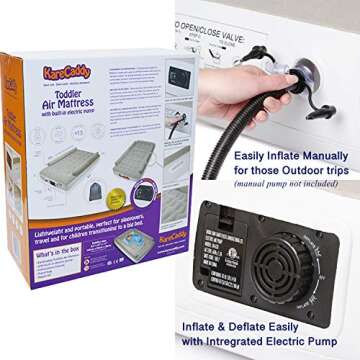 KareCaddy Toddler Air Mattress - Kids AirBed with Built-in Electric Pump, Kids Air Mattress with Sides Rails, Inflatable Toddler Travel Bed with Bumpers, Camping Portable Kids Air Bed